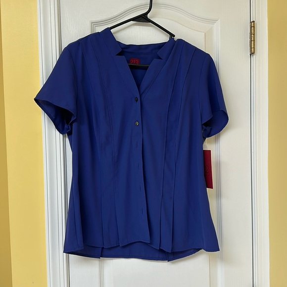 NWT 212 Collection Blue Button Down Blouse - Picture 1 of 4